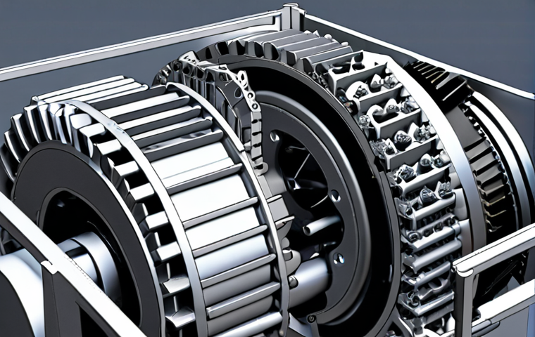 **Advanced Machine Design:** A 3D model of a complex machine part designed with CAD/CAM/CAE software, showcasing its intricate details and simulated operation. Focus on modern design and precision.