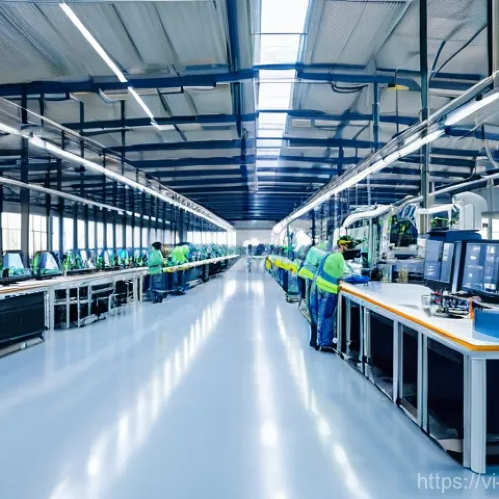 기계공학 기계기술동향 - **A Vietnamese Smart Factory: AI and IoT Integration**
A bright, ultra-modern factory floor in V...