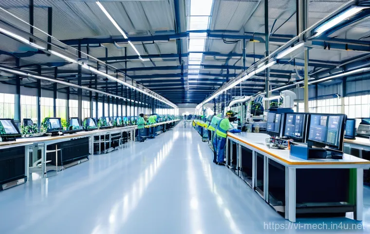 기계공학 기계기술동향 - **A Vietnamese Smart Factory: AI and IoT Integration**
A bright, ultra-modern factory floor in V...