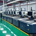 Home 21 기계공학 절삭가공기술 - A modern Vietnamese CNC manufacturing workshop featuring state-of-the-art CNC milling and turning ma...
