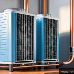 Home 23 기계공학 열전달 - A detailed cross-sectional illustration of a modern air conditioner unit in operation inside a Vietn...